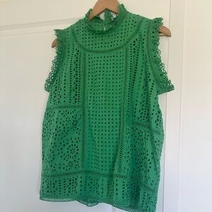 Sundance Green Eyelet Sleeveless Top